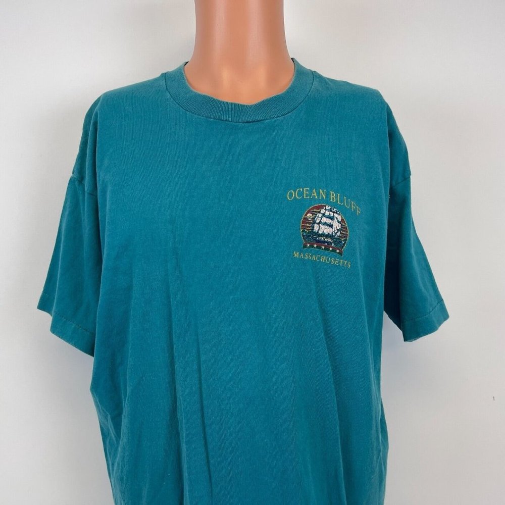 Ocean Bluff Massachusetts Mayflower Ship Single Stitch T Shirt Vtg 90s USA XL